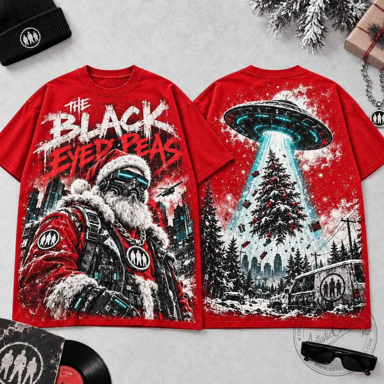 The Black Eyed Peas Christmas From Another Galaxy Santa Claus T-Shirt