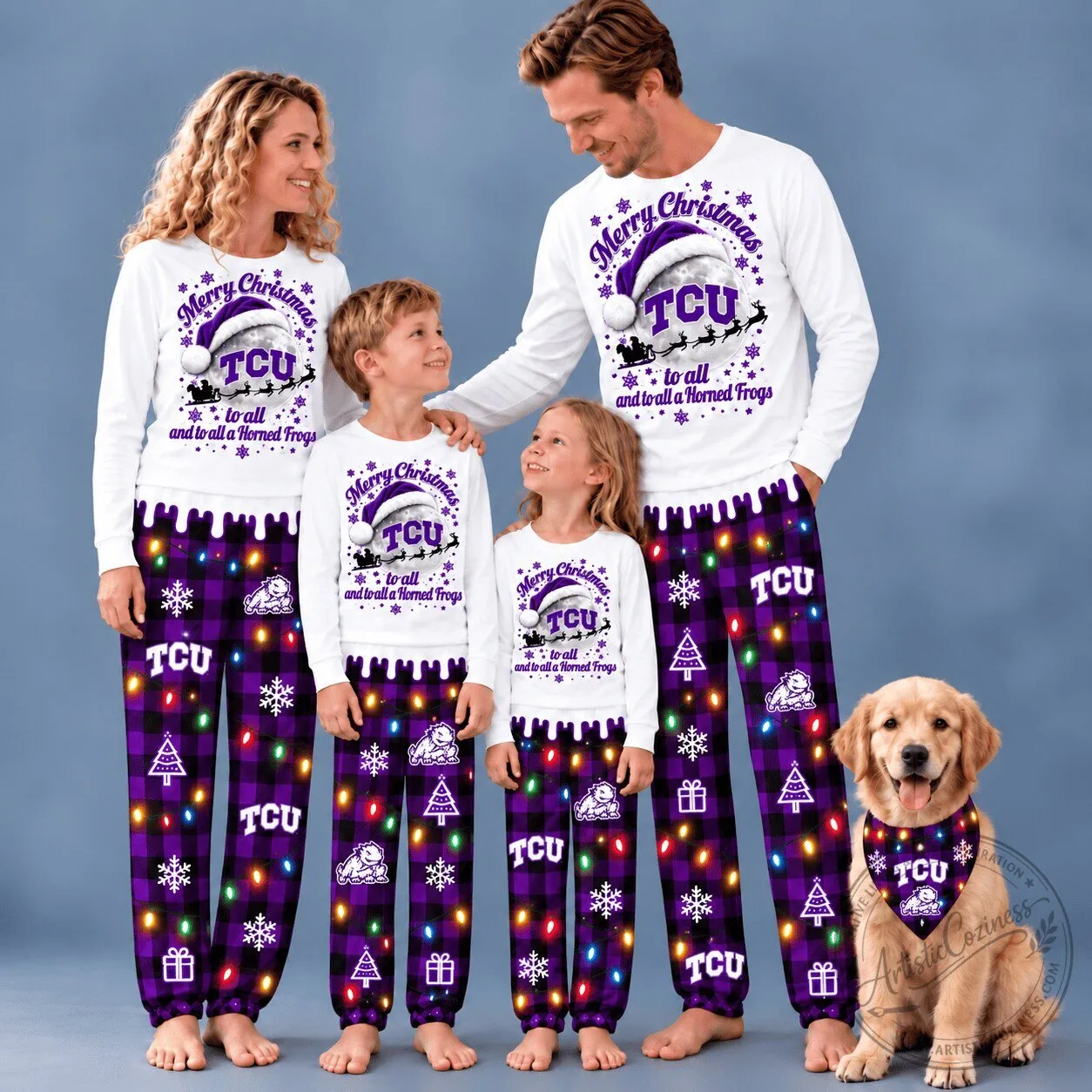 Texas Christian University Horned Frogs Christmas Family Matching Pajamas Set