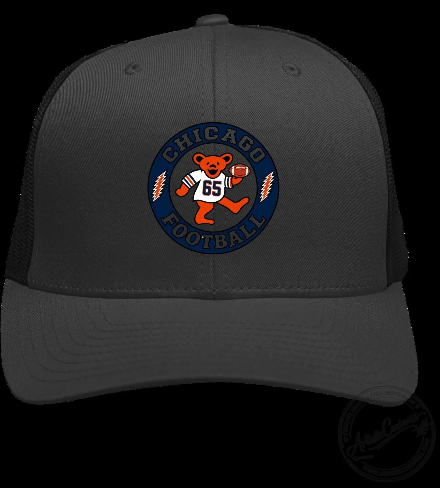 Chicago Bears Grateful Dead Dancing Bear Football Trucker Cap Hat 5 Chicago Bears Grateful Dead Dancing Bear Football Trucker Cap Hat