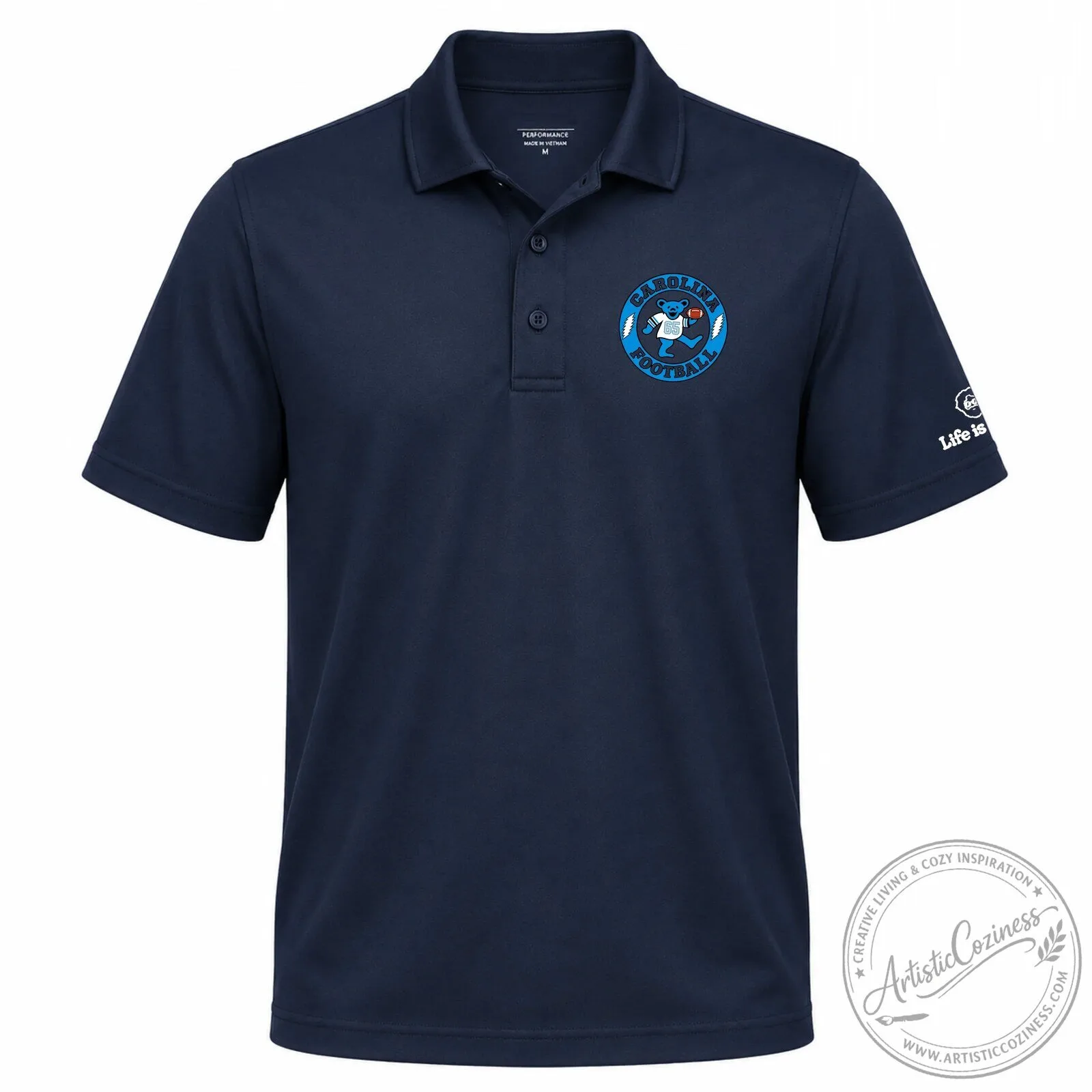 Carolina Football Dancing Bear Navy Blue Performance Polo Shirt